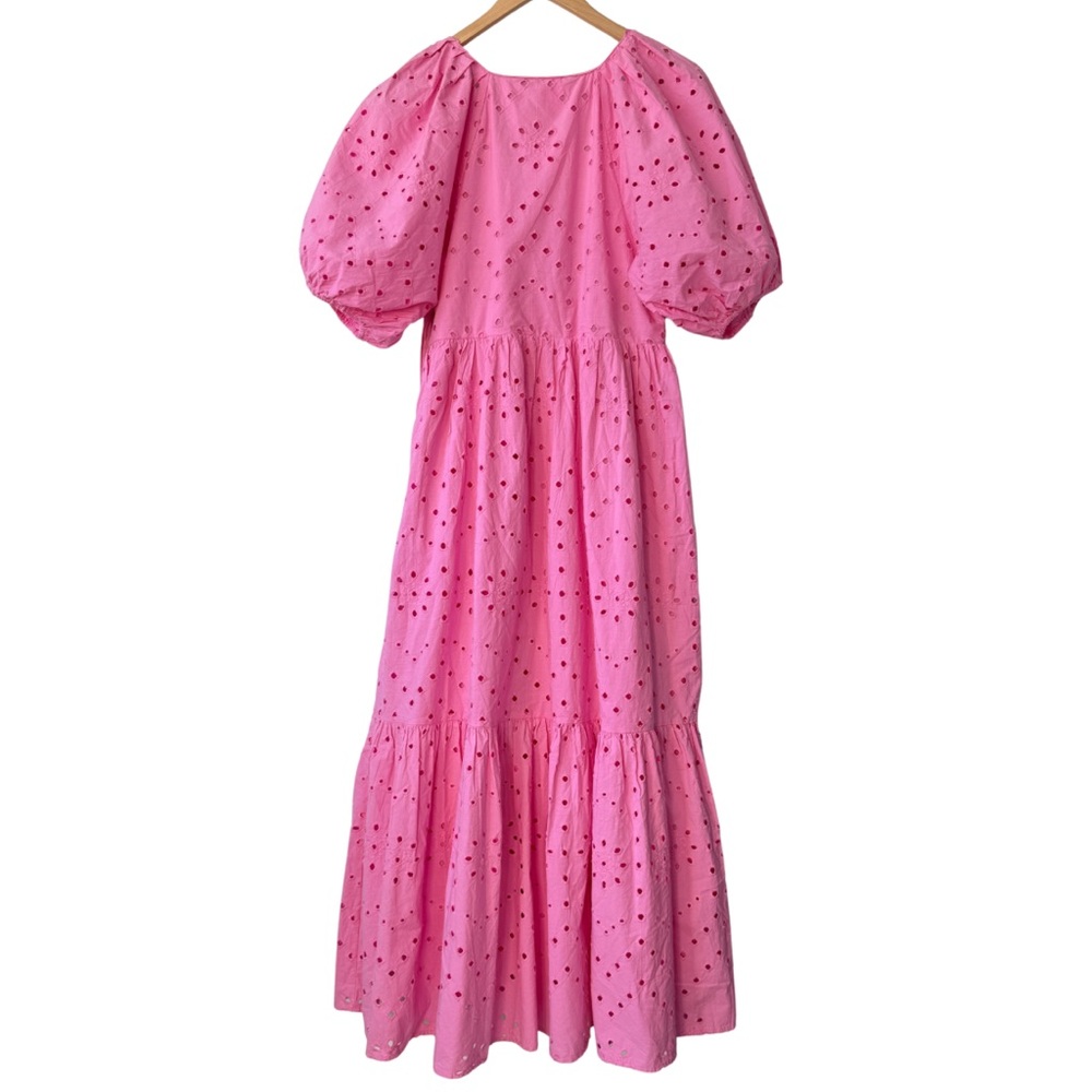 NWT | Zara Pink Openwork Embroidered Midi
V-neck Dress | Size M - Picture 5 of 13